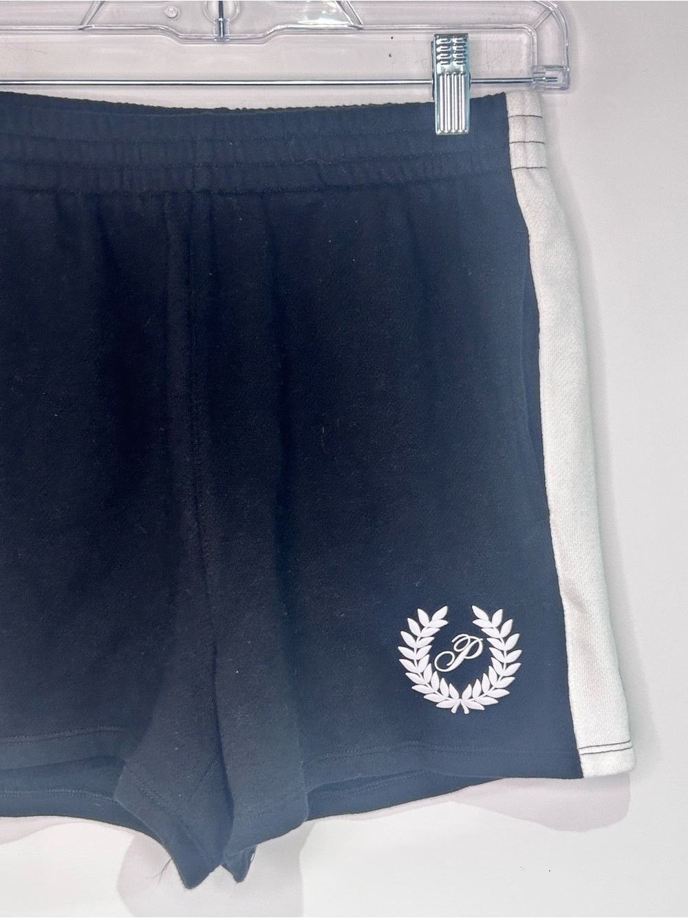 NWT PINK Victoria’s Secret Ivy Fleece High Rise Sweat Shorts Black White Small - Picture 3 of 8